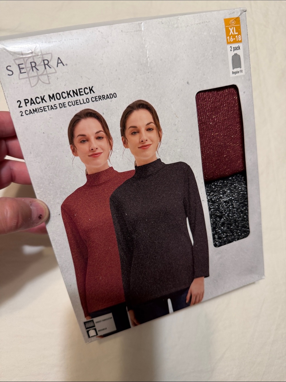 NWT Serra Women's Mockneck Sweater 2-Pack - Burgundy and Black